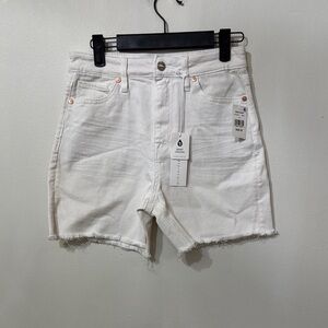 Sanctuary Ivory 5” Inseam Jean Shorts High-Waisted Frayed Hem NWT